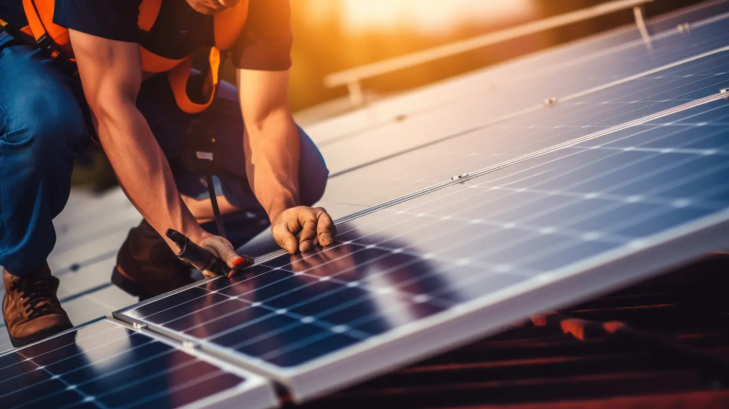 Die Sonne nutzen: Männlicher Ingenieur fördert nachhaltige Energie.